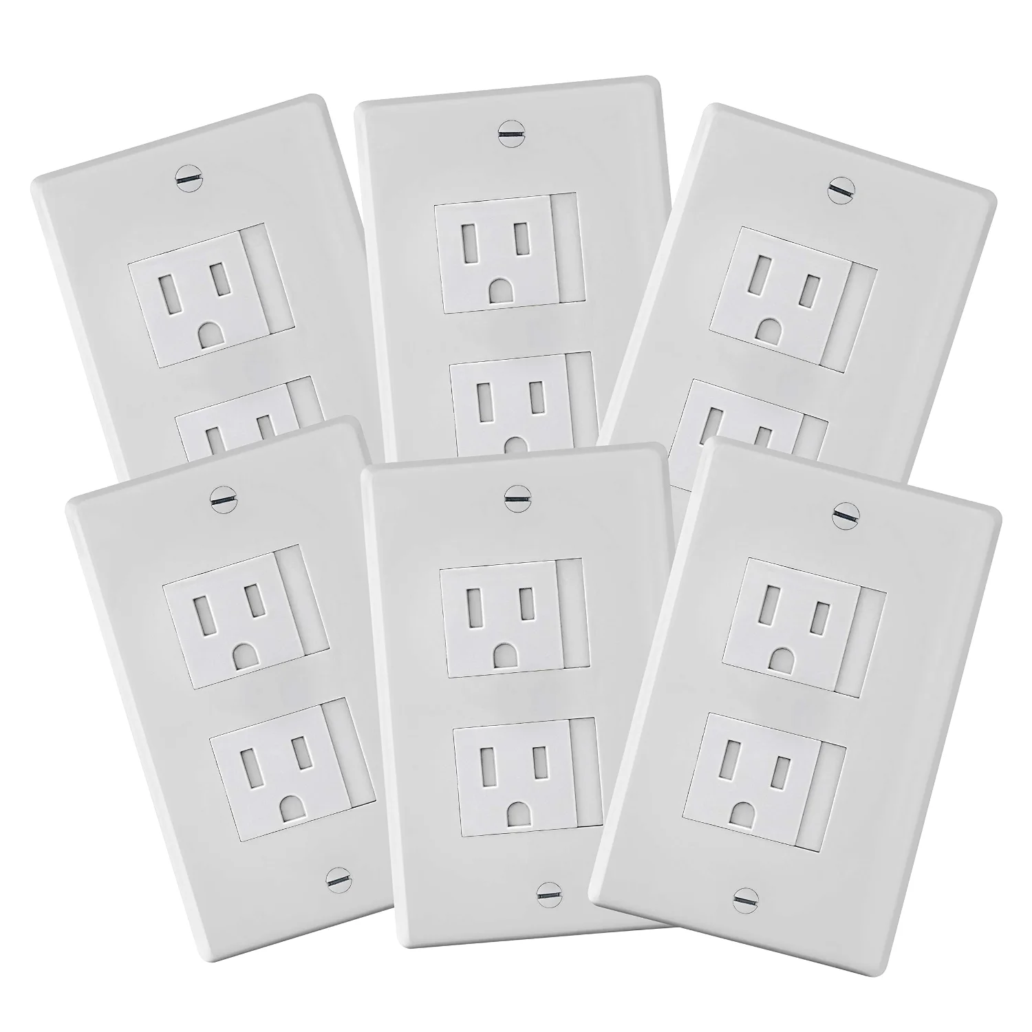 Safety Innovations Self-Closing Decora Outlet Covers, 2-Screw, White, 6-pack