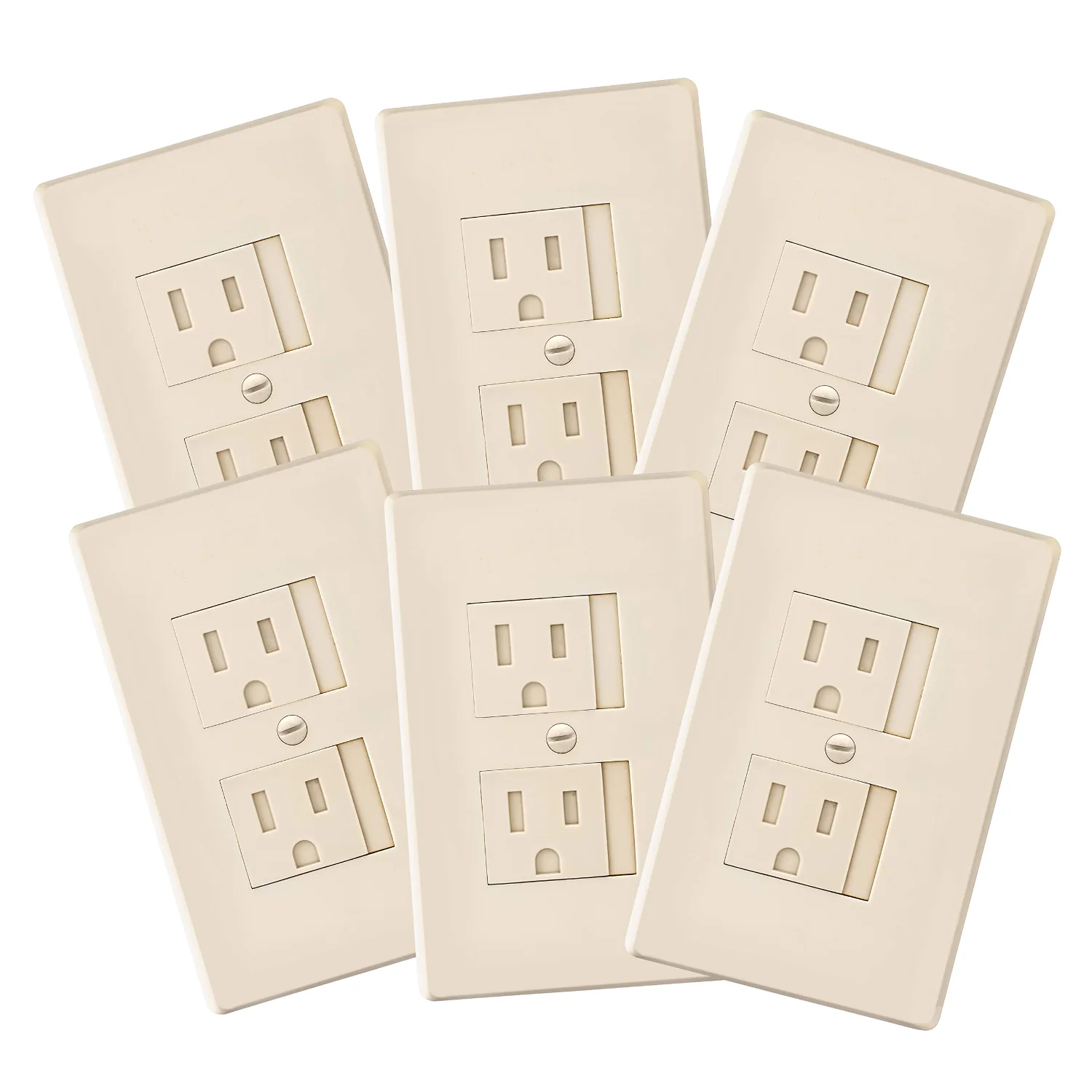 Safety Innovations Self-Closing Outlet Covers, 1-Screw, Beige, 6-pack