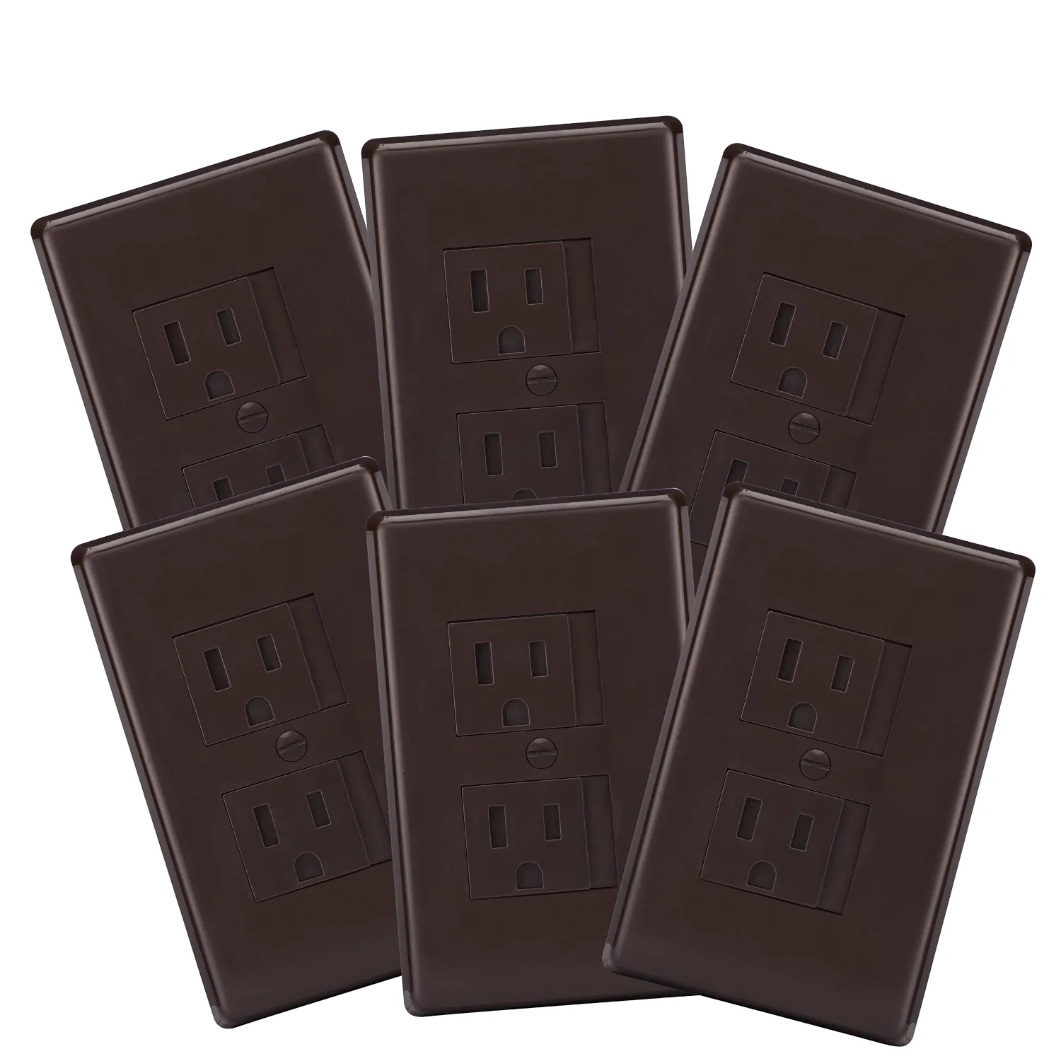 Safety Innovations Self-Closing Outlet Covers, 1-Screw, Espresso, 6-pack