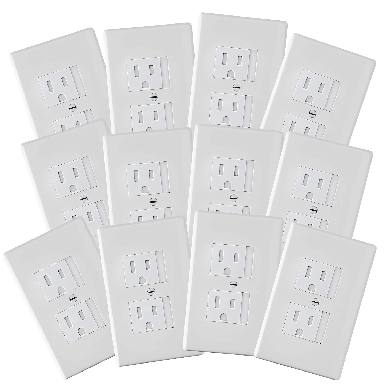 Safety Innovations Self-Closing Outlet Covers, 1-Screw, White, 12-pack
