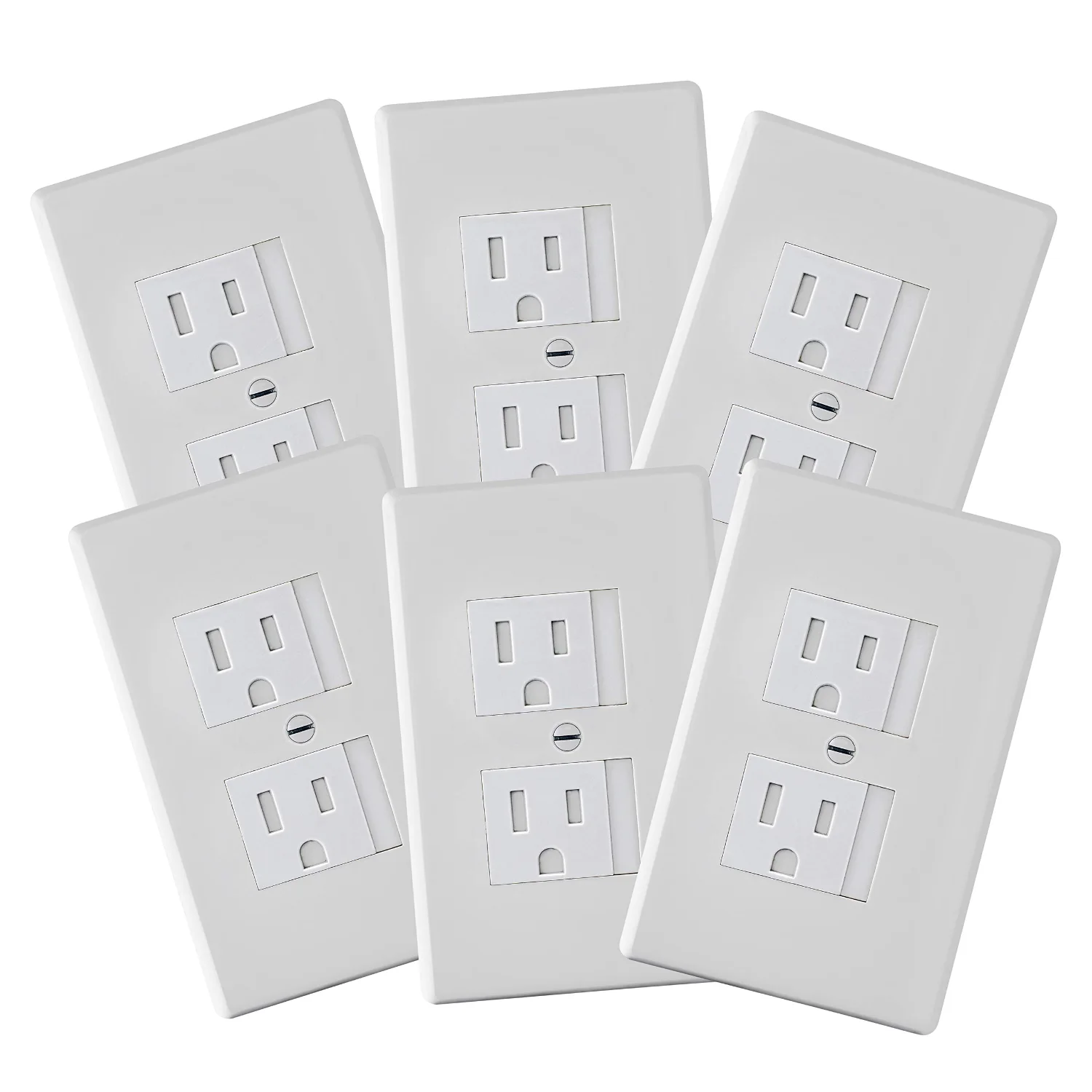 Safety Innovations Self-Closing Outlet Covers, 1-Screw, White, 6-pack