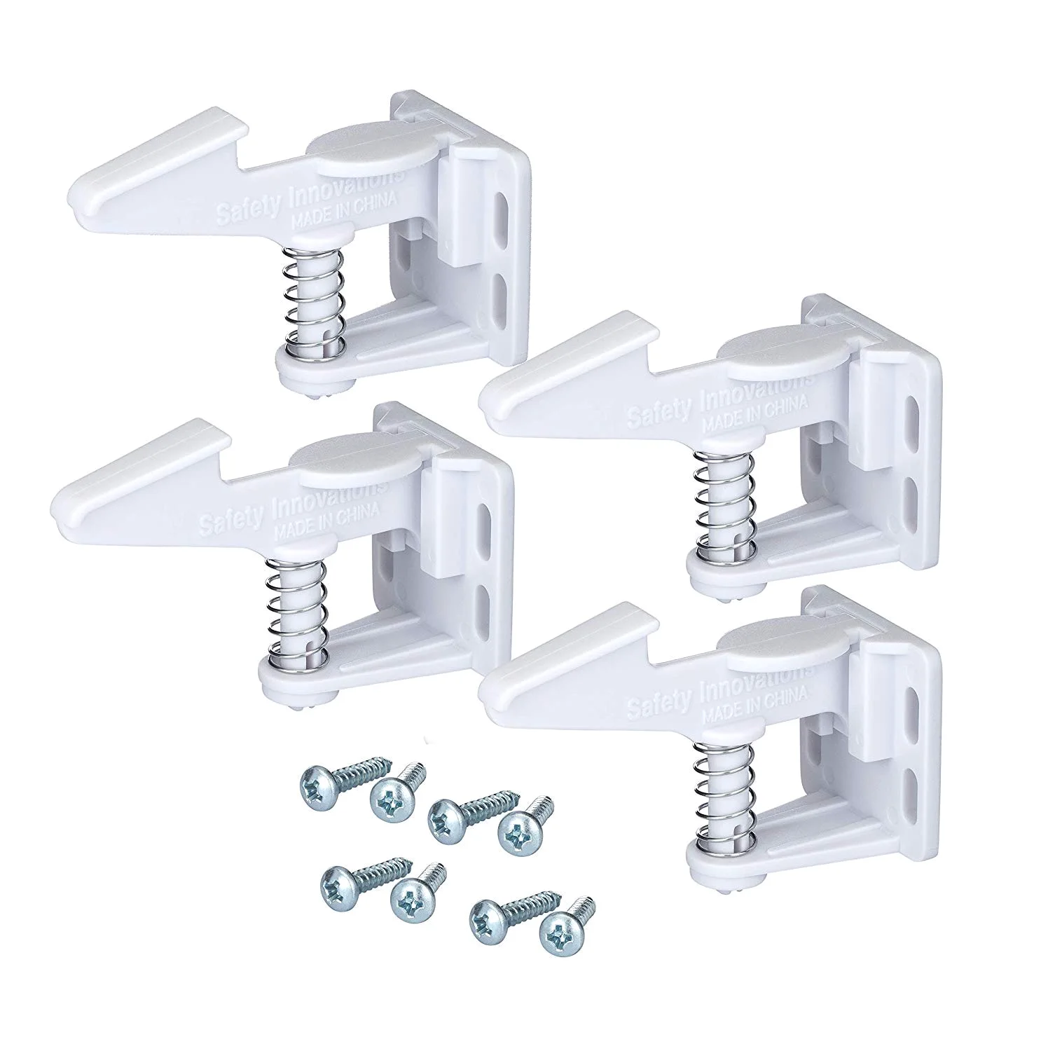 Safety Innovations Spring Loaded Cabinet & Drawer Latch, 4-pack